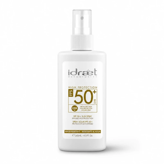 Protector Solar FPS 50+ Invisible Resistente al Agua Idraet | mdqestetics | Protección Facial y Corporal