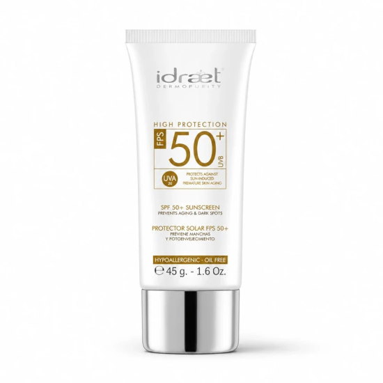 Protector Solar SPF 50 Facial Sin Color Idraet | mdqestetics | Protección Facial Alta