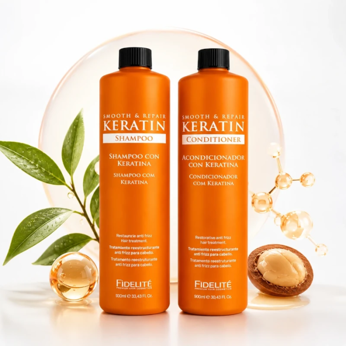 Combo Keratina Fidelité 900ml Shampoo y Acondicionador | Control Frizz | MDQEstetics