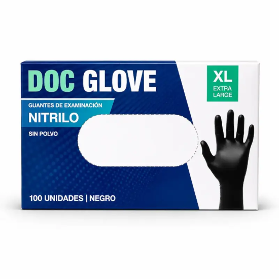 Guantes de Nitrilo Negro Doc Glove | Protección Profesional | MDQESTETICS